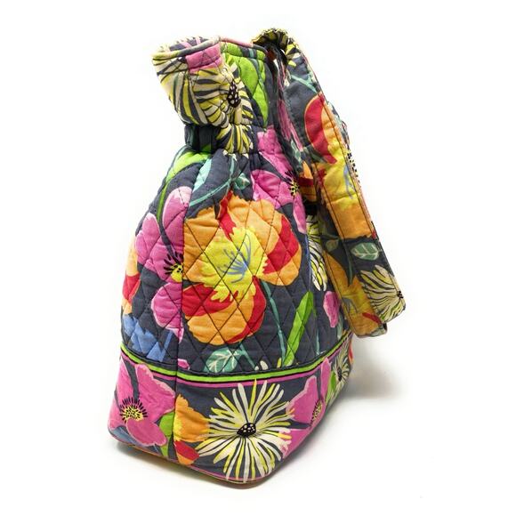 Vera Bradley Laura Bag Jazzy Blooms Gray Pink Purse Shoulder Tote Bird Floral - Picture 5 of 7